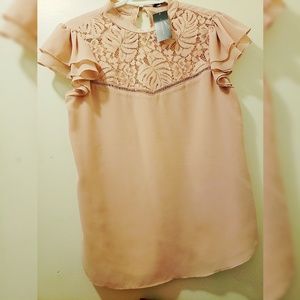 Dusty rose/nude blouse lace